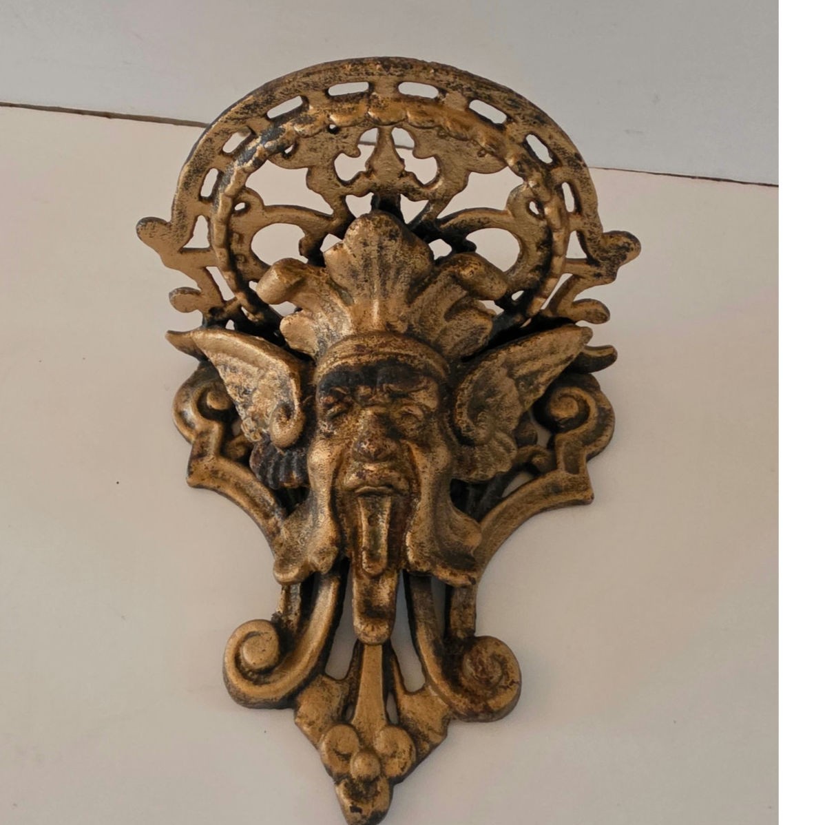 Vtg Cast Iron Gargoyle Wall Shelf Gothic Grotesque 1940's 9 Vtg Cast Iron Gargoyle Wall Shelf Gothic Grotesque 1940's 9
