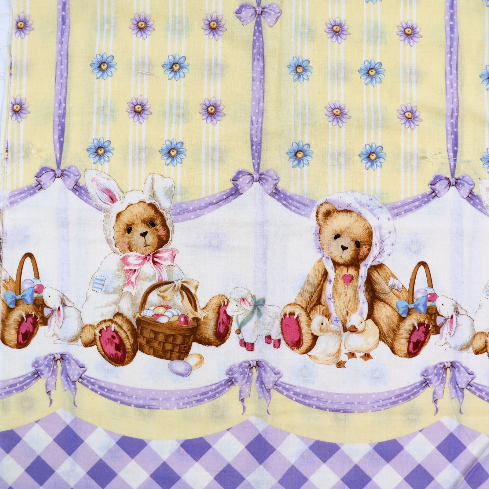 Vintage 1999 Daisy Kingdom Cherished Teddies Easter Border Cotton 35\ Vintage 1999 Daisy Kingdom Cherished Teddies Easter Border Cotton 35\