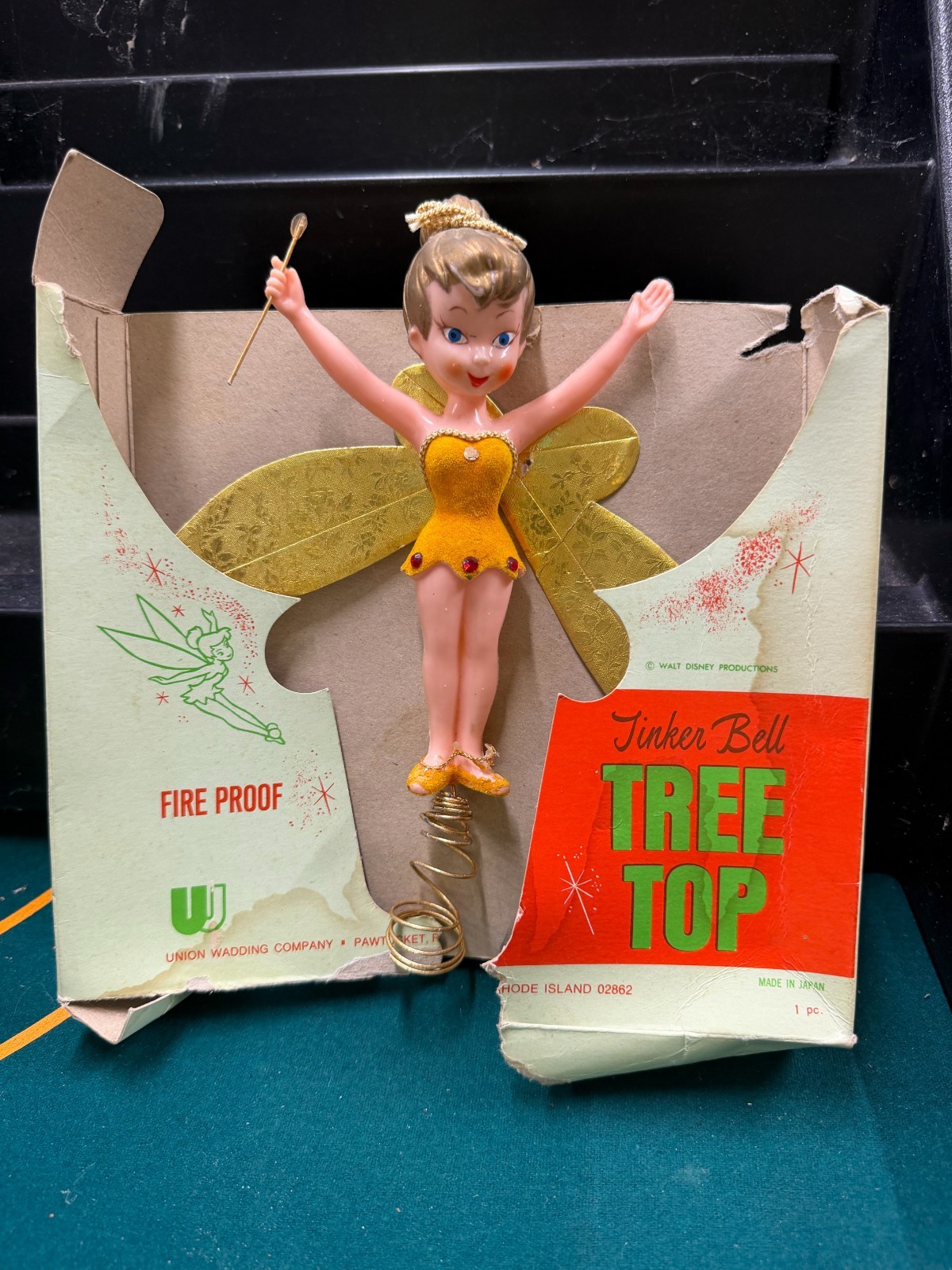 RARE NOS Vintage Walt Disney Tinker Bell CHRISTMAS Tree Topper In Original Box RARE NOS Vintage Walt Disney Tinker Bell CHRISTMAS Tree Topper In Original Box
