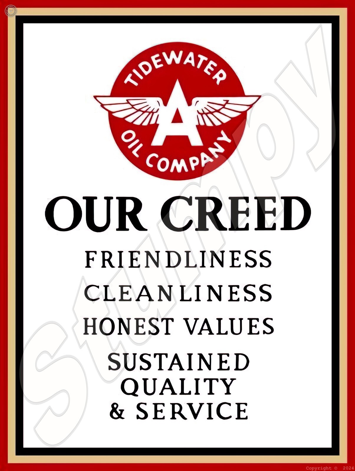 Tide water Oil Co. Metal Sign 9\ Tide water Oil Co. Metal Sign 9\