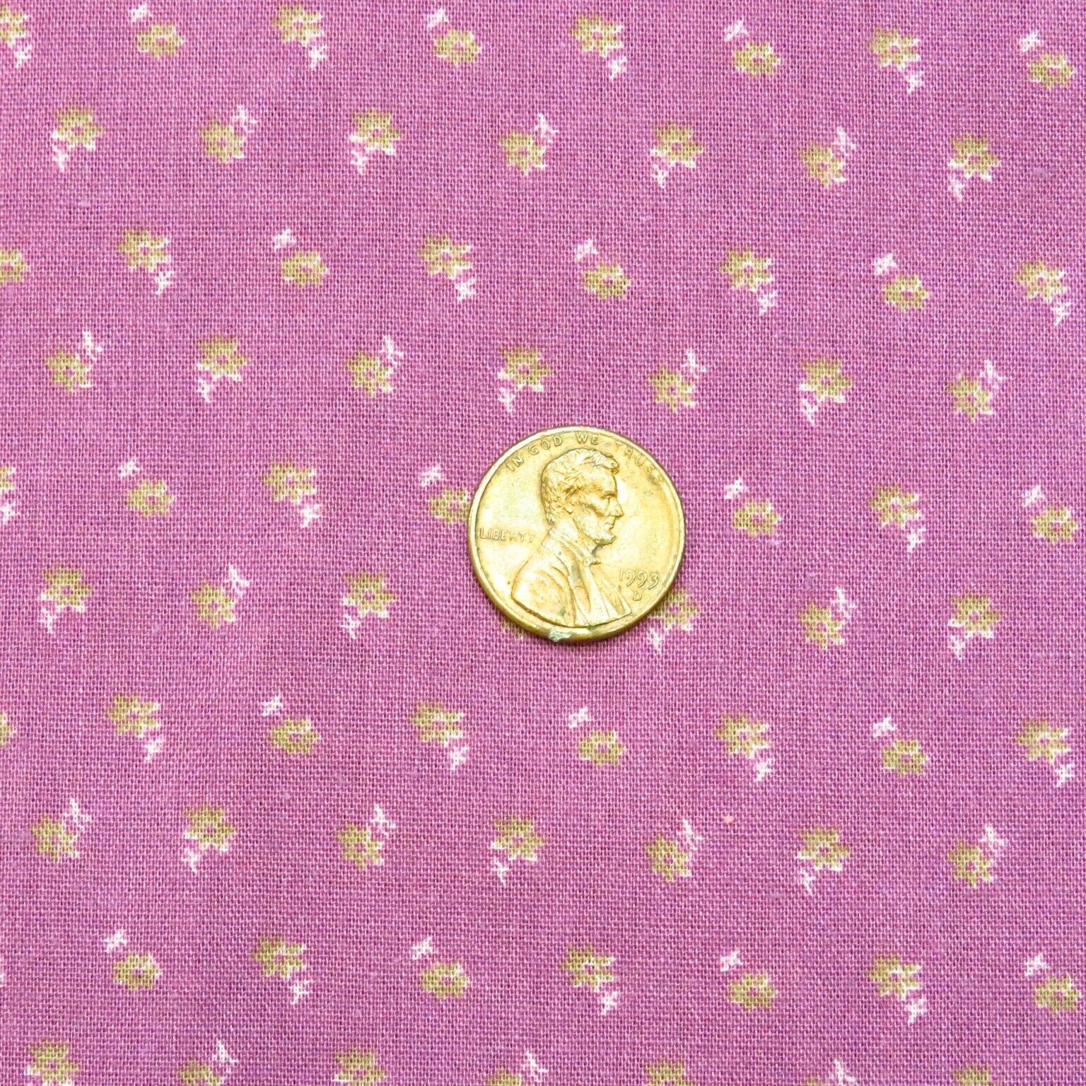 Vintage Micro Print Floral Fabric Purple Cotton 1.9 YD