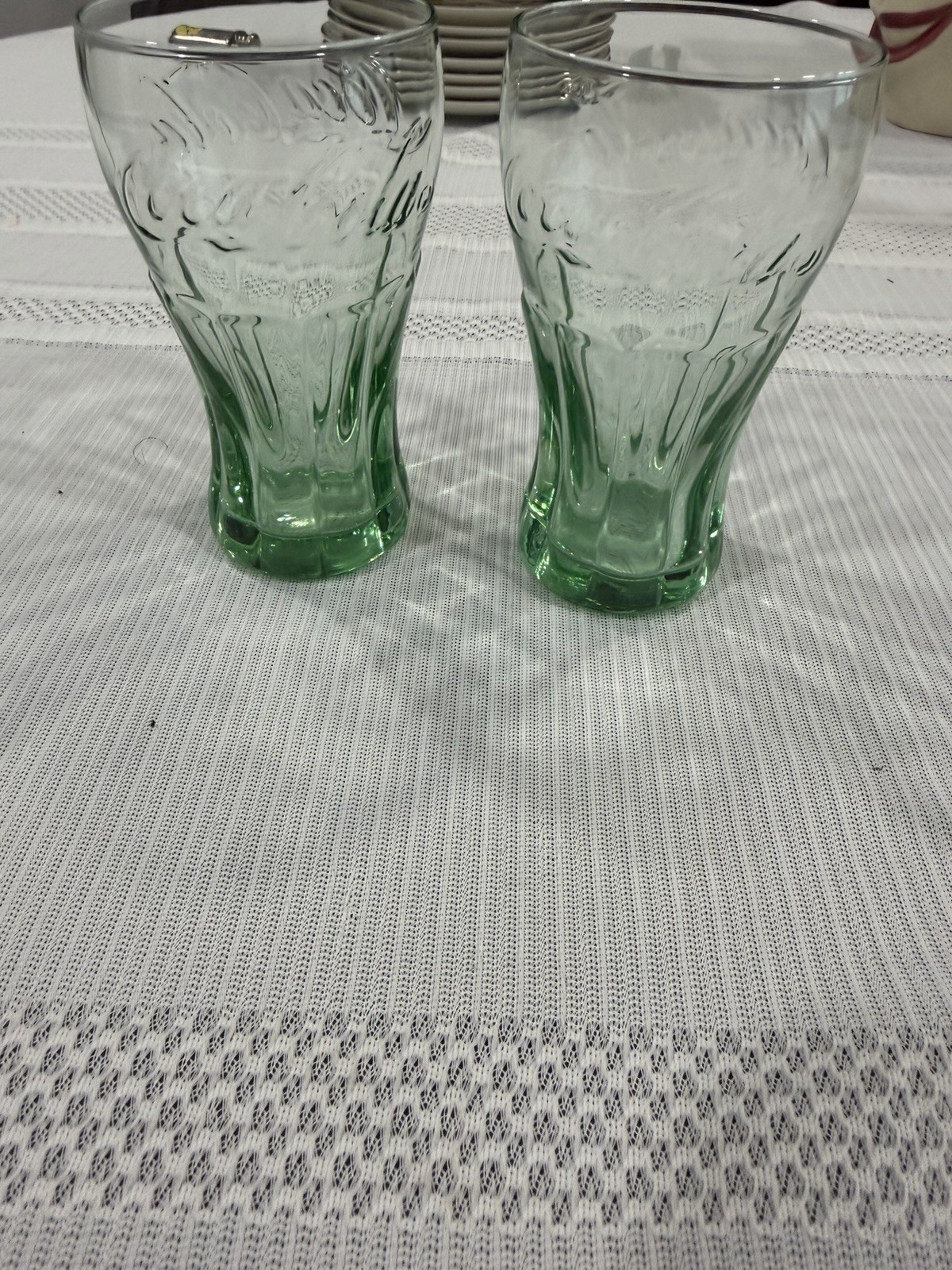 Vintage Libbey Green Embossed Coca Cola Glasses 4.5 Inches/ 6 oz. (Lot of 2) Vintage Libbey Green Embossed Coca Cola Glasses 4.5 Inches/ 6 oz. (Lot of 2)