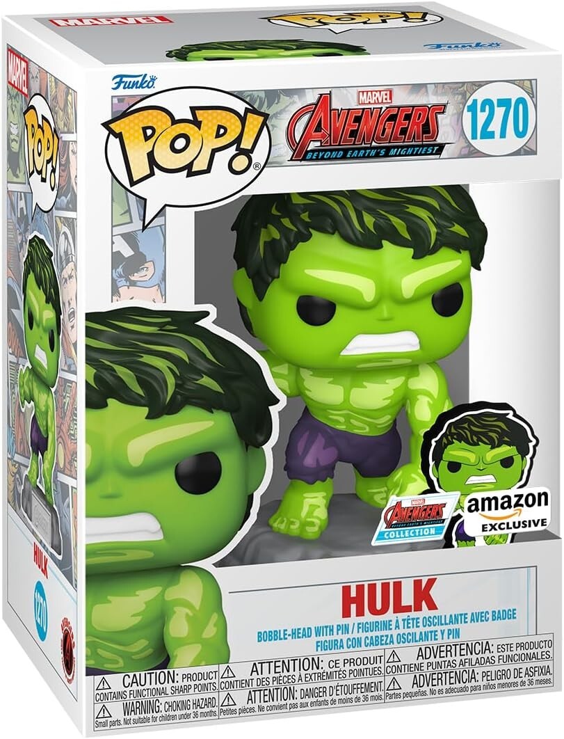 BOX DAMAGED Funko Pop & Pin: The Avengers: Hulk with Pin, Amazon Exclusive BOX DAMAGED Funko Pop & Pin: The Avengers: Hulk with Pin, Amazon Exclusive
