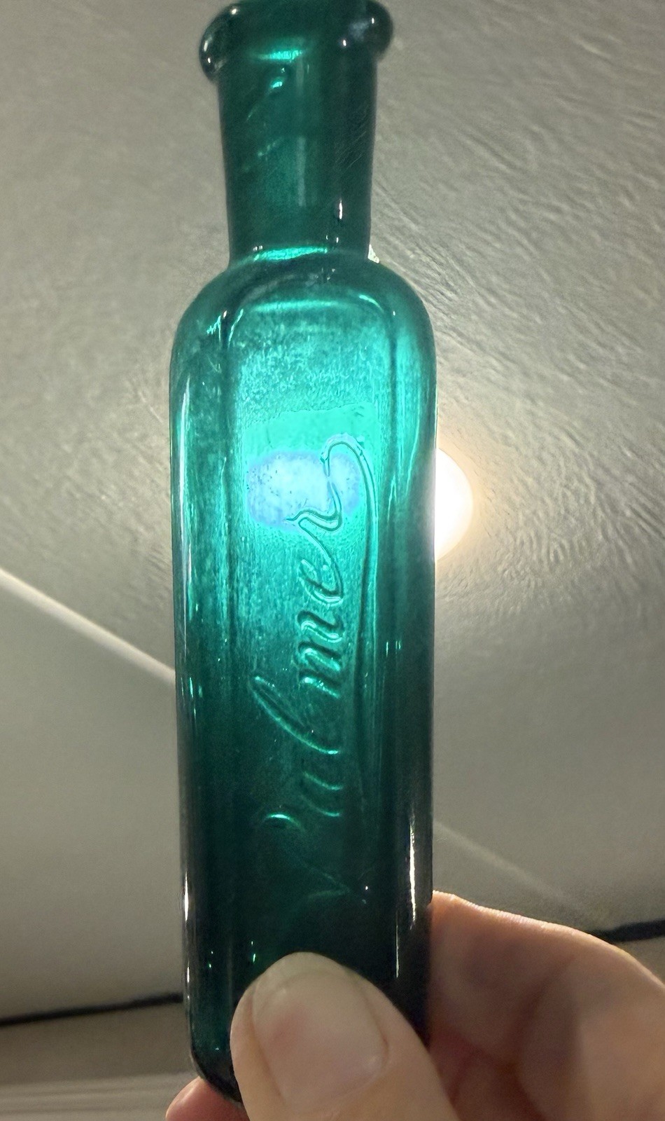 Beautiful Old Emerald Palmer Perfume Bottle☆ Antique Dark Green Scent Bottle Beautiful Old Emerald Palmer Perfume Bottle☆ Antique Dark Green Scent Bottle