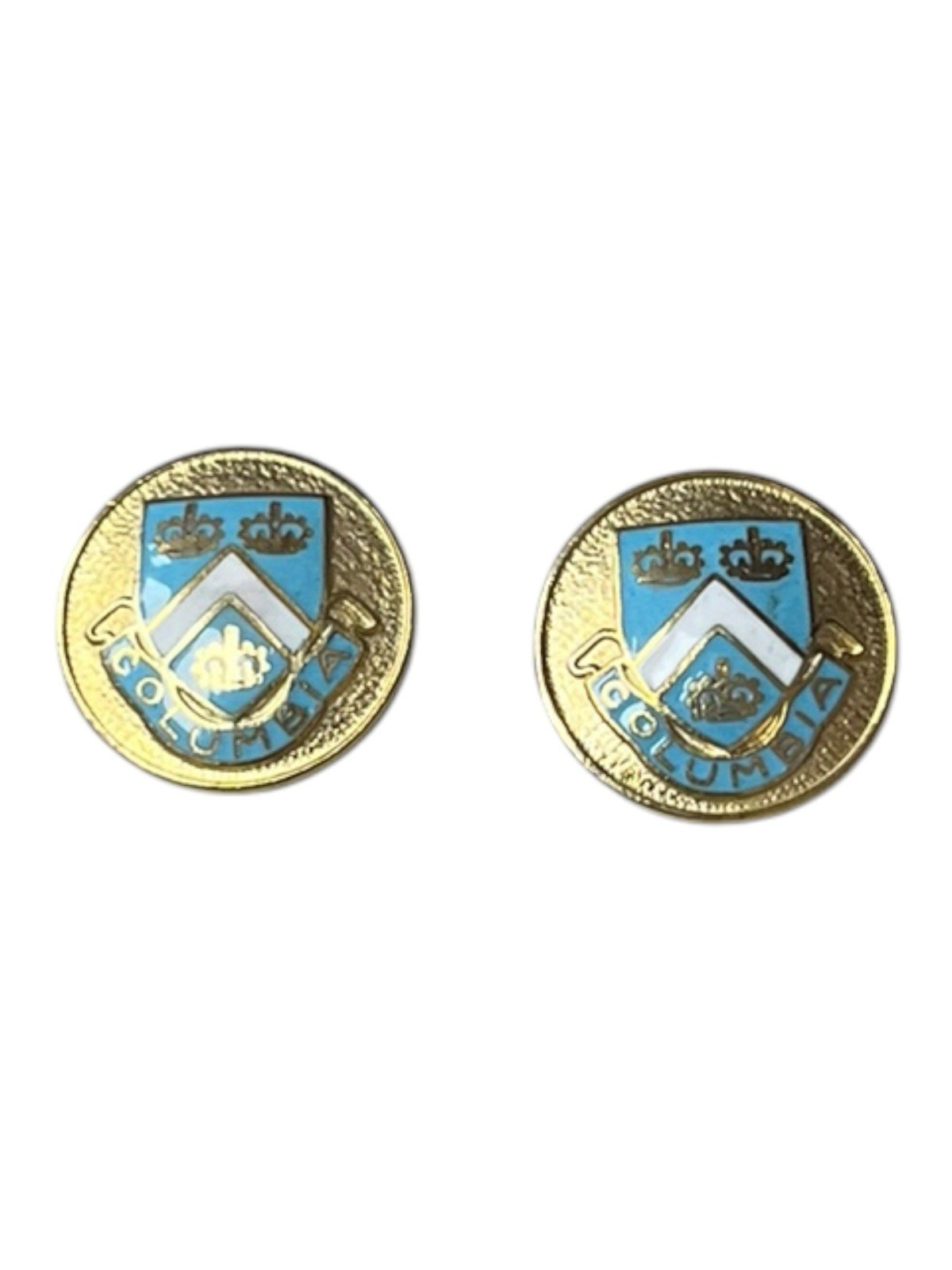 Pair of Vintage Columbia University School Crest Metal Clothing Buttons Ivy Lg Pair of Vintage Columbia University School Crest Metal Clothing Buttons Ivy Lg