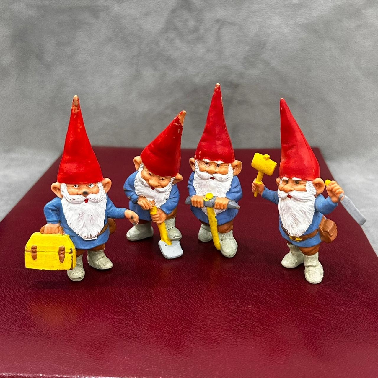 Vintage 1980s David The Gnome BRB PVC Figures Lot of 4 Mining Tools Collectible