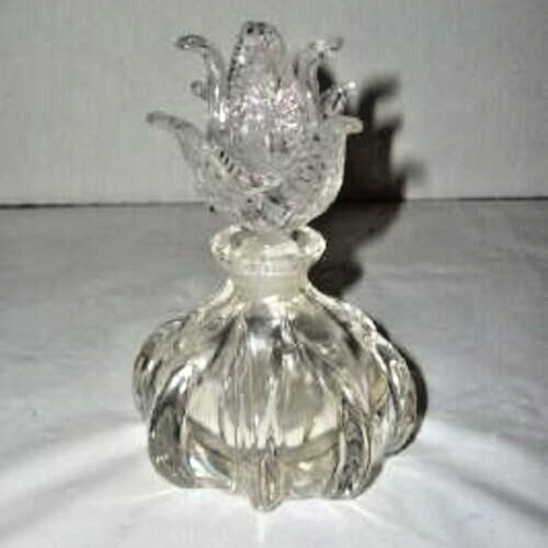 Elegant Vintage Gunderson Pairpoint Crystal Perfume Bottle Handblown Flower Leaf