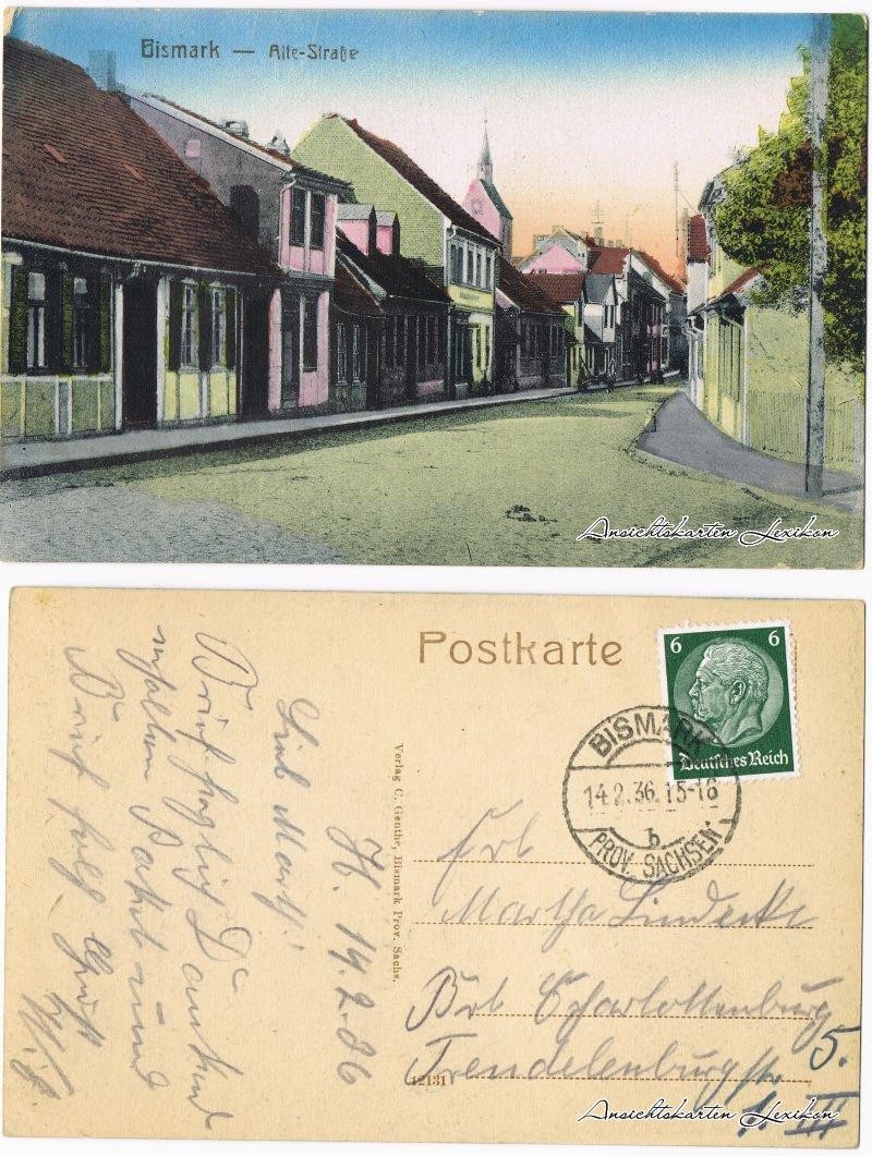Postcard Bismark (Altmark) Old Street 1936 Postcard Bismark (Altmark) Old Street 1936