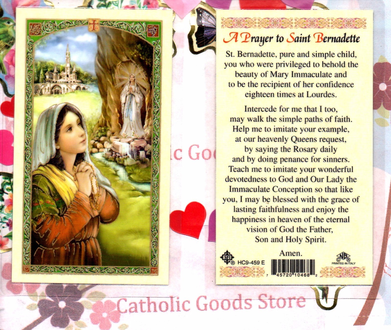 St. Saint Bernadette - A Prayer to St Bernadette - Laminated Holy Card 429E St. Saint Bernadette - A Prayer to St Bernadette - Laminated Holy Card 429E