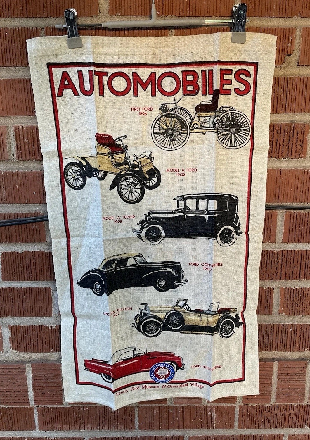 Vintage Henry Ford Museum Automobiles Wall Hanging Stevens Greenfield Village Vintage Henry Ford Museum Automobiles Wall Hanging Stevens Greenfield Village