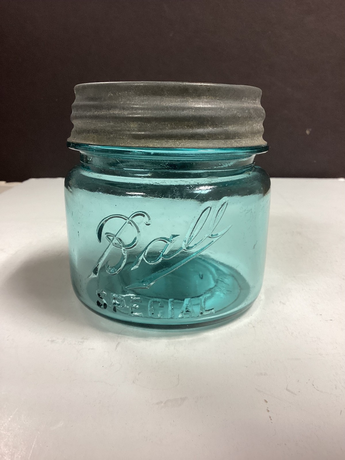 Vintage 1910s ~ Blue/Green Wide Mouth, Zinc Lid, Ball Special ~Fruit Jar Vintage 1910s ~ Blue/Green Wide Mouth, Zinc Lid, Ball Special ~Fruit Jar