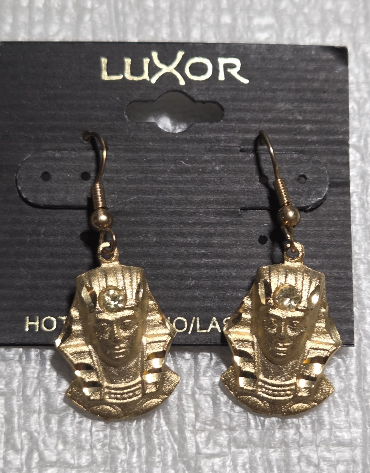 NOS Vintage Luxor Hotel Casino Las Vegas King Tut Pharaoh Earrings Carol Star NOS Vintage Luxor Hotel Casino Las Vegas King Tut Pharaoh Earrings Carol Star