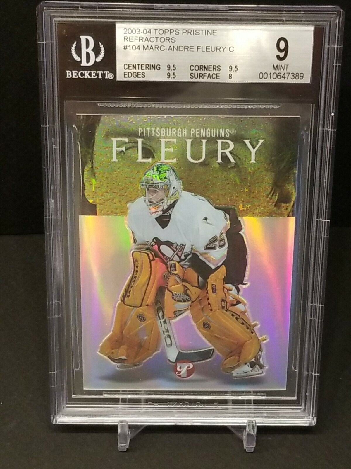 2003-04 Topps Pristine Refractor #104 BGS 9 ROOKIE RC MARC-ANDRE FLEURY 351/499