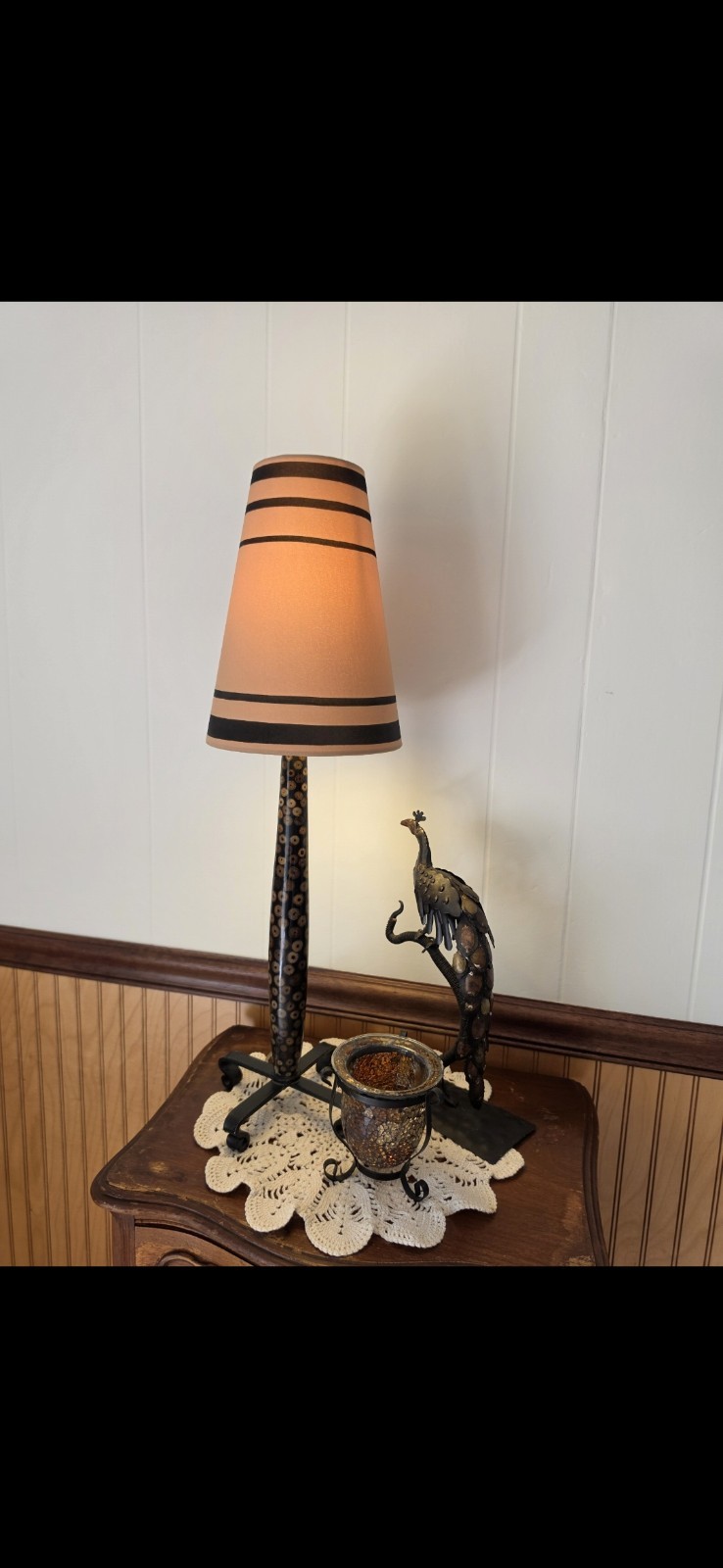 Vintage 1990s R & Y Augousti Paris Bamboo Inlay Table Lamp Mid-Century Art Deco
