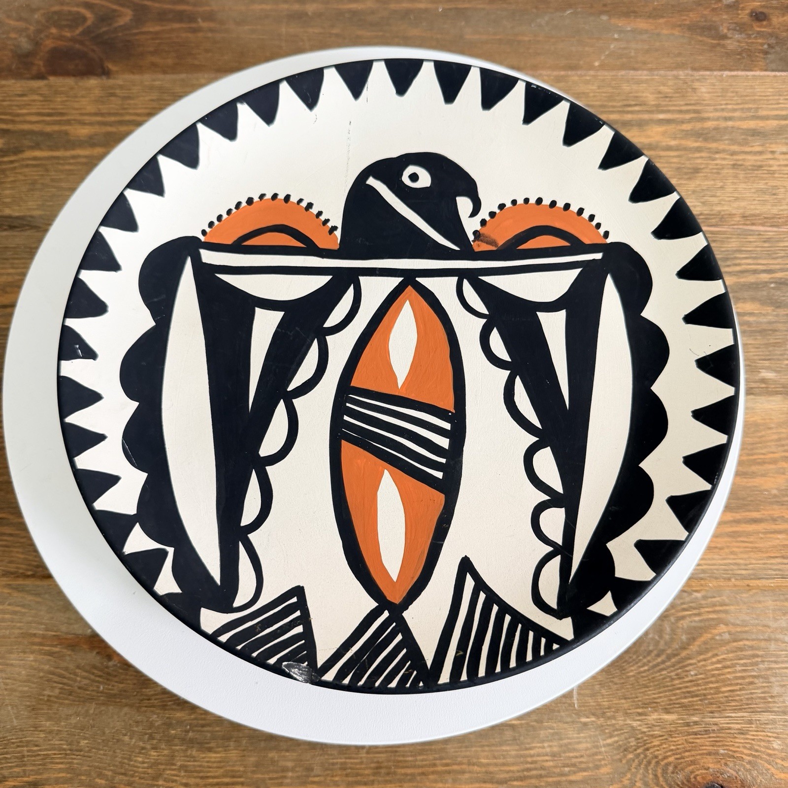 Vintage Mexican Hand Painted Clay Plate Artist Signed Vintage Mexican Hand Painted Clay Plate Artist Signed