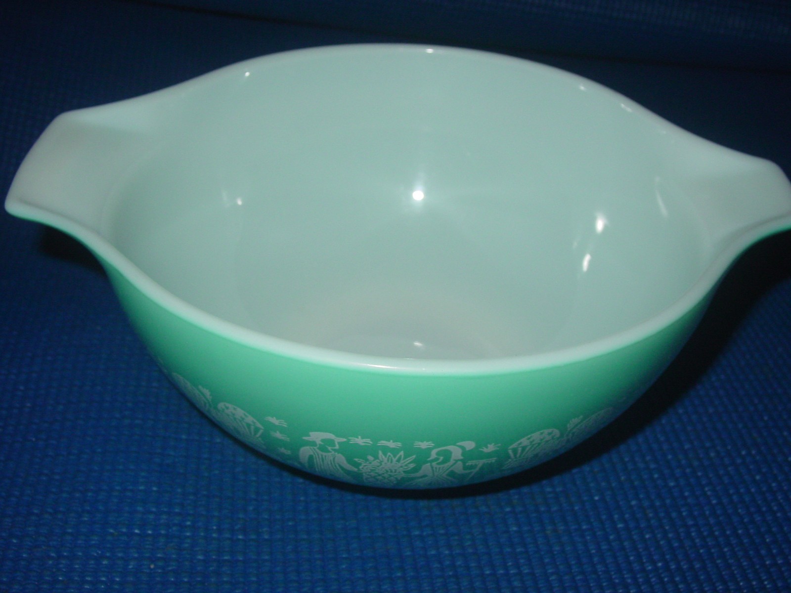 PYREX AMISH CINDERELLA BUTTERPRINT TURQUOISE BOWL 442 NESTING MIXING 1 1/2 QT PYREX AMISH CINDERELLA BUTTERPRINT TURQUOISE BOWL 442 NESTING MIXING 1 1/2 QT