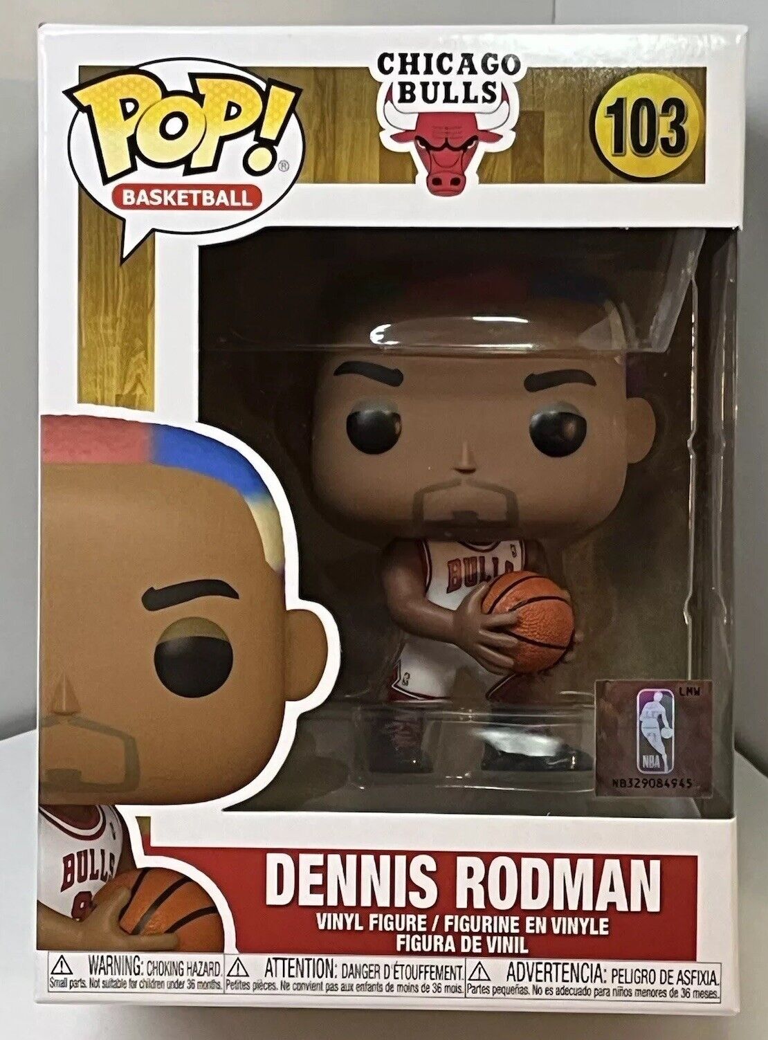 Funko Pop NBA Basketball Dennis Rodman #103 MultiColor Hair Chicago Bulls WPP