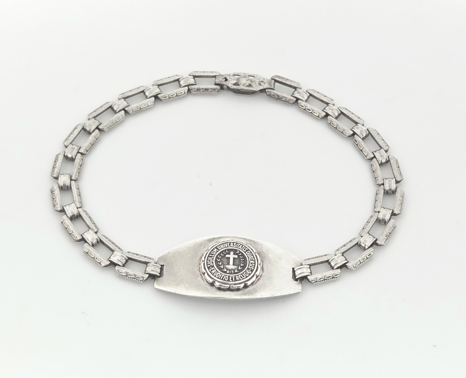 DUKE Antique Vintage  University Bracelet Sterling Silver 925 Fancy Art Deco