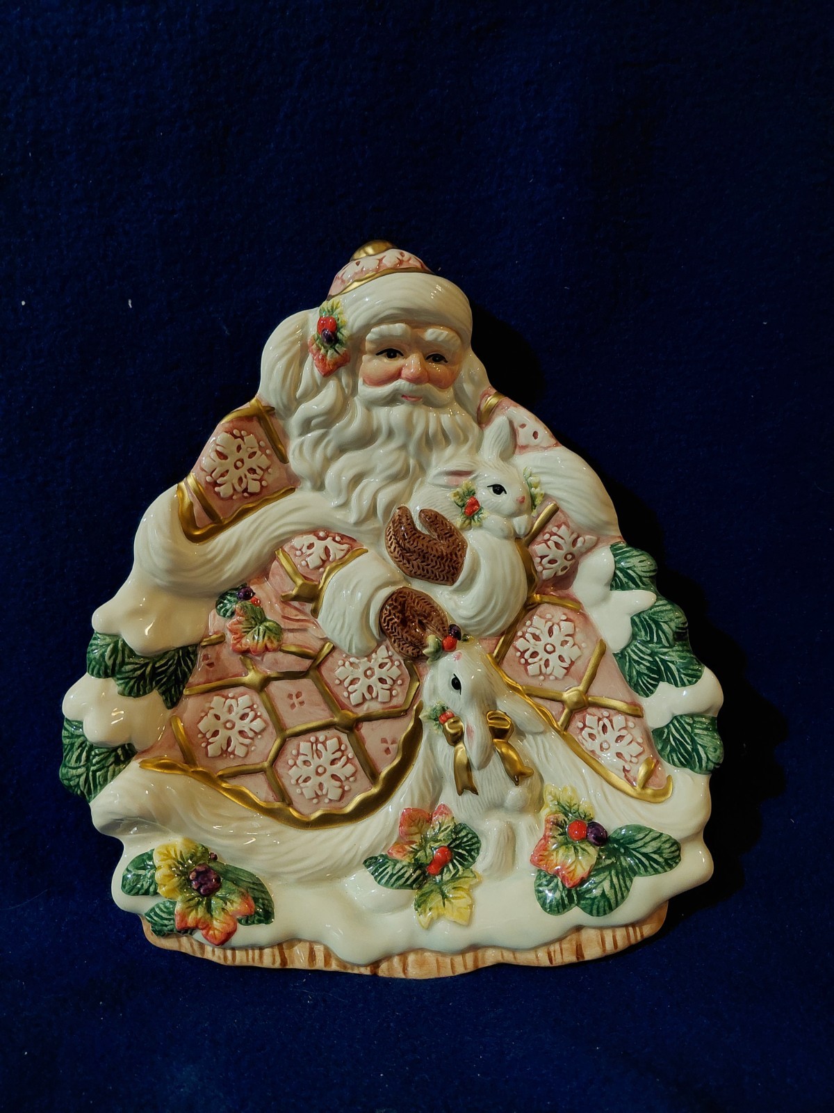 Vintage Fitz & Floyd SNOWY WOODS Santa Serving Plate - Rabbits - EXCELLENT Vintage Fitz & Floyd SNOWY WOODS Santa Serving Plate - Rabbits - EXCELLENT