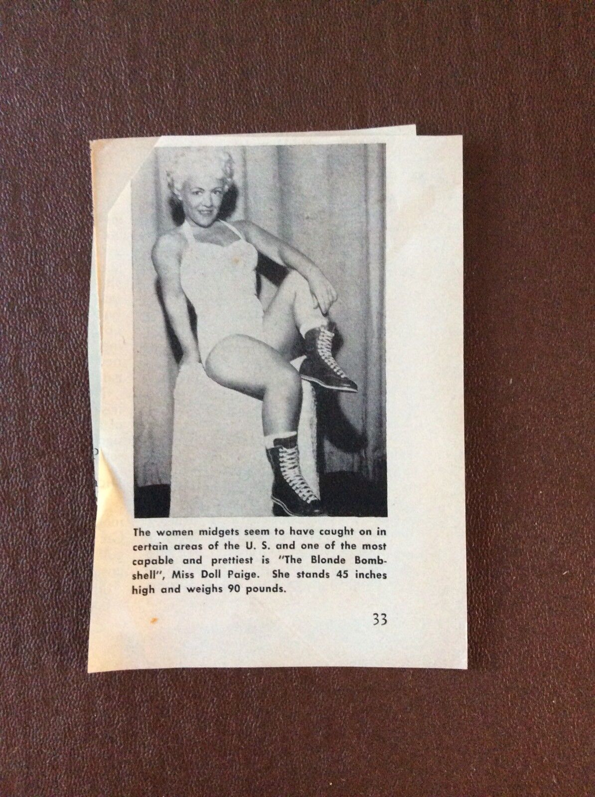 K1b Ephemera 1950s Picture Wrestler Miss Doll Paige