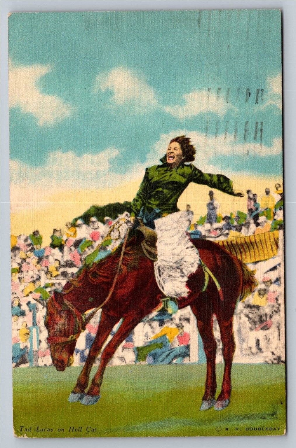 Vintage Tad Lucas on Hell Cat Rodeo Postcard by R.R. Doubleday Vintage Tad Lucas on Hell Cat Rodeo Postcard by R.R. Doubleday