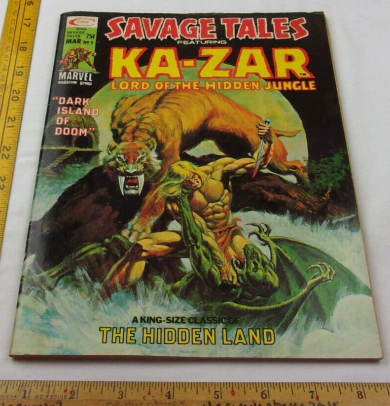 Savage Tales #9 Ka-Zar Marvel magazine F- Curtis 1970s Shanna She-Devil