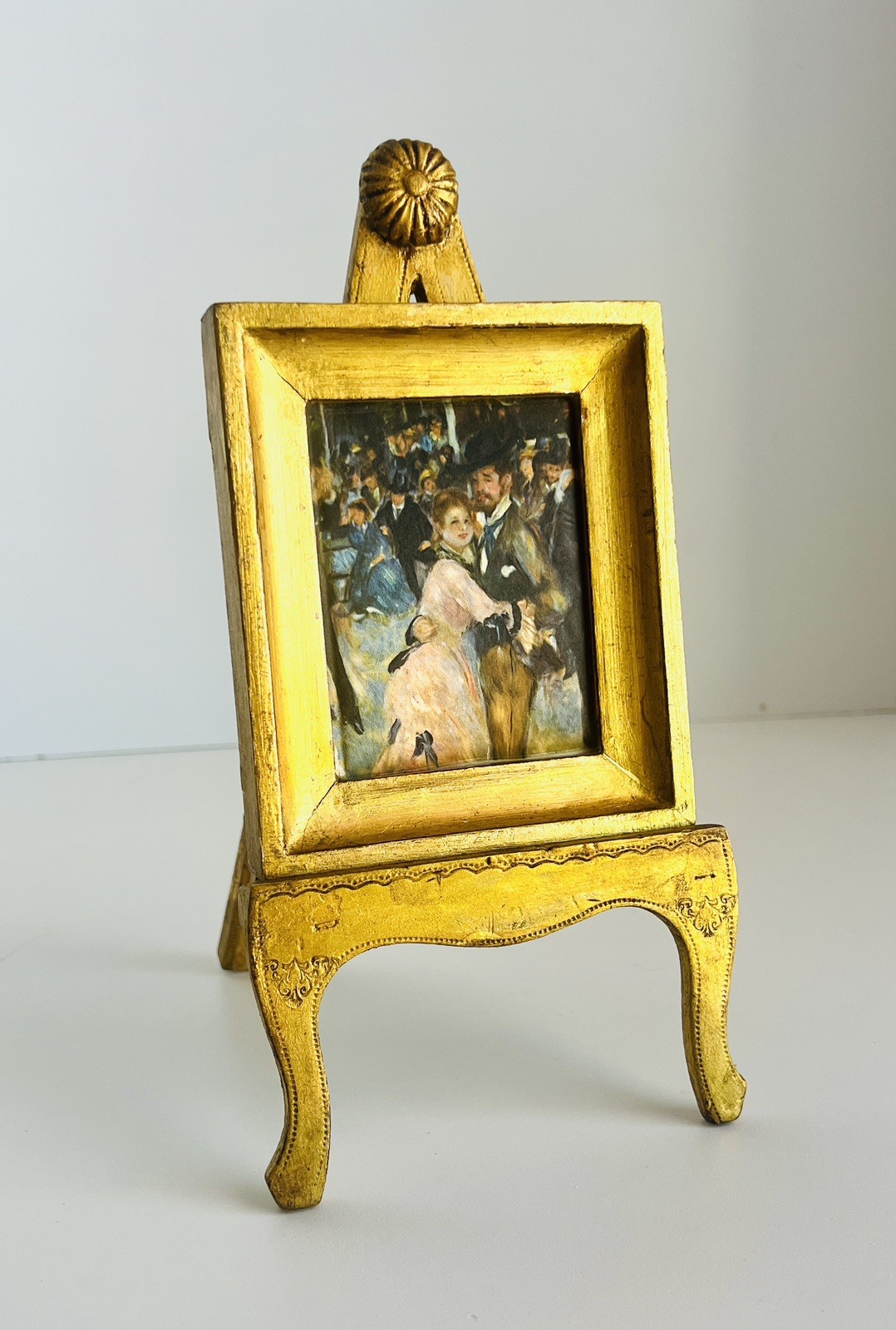 Vintage Florentia Framed SILK Print on Easel Wood Stand ~ Made in Italy