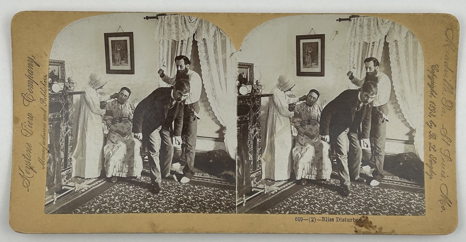 Antique 1898 Keystone Stereoview Card Comic 509 Bliss Disturbed B.L. Singley L7 Antique 1898 Keystone Stereoview Card Comic 509 Bliss Disturbed B.L. Singley L7
