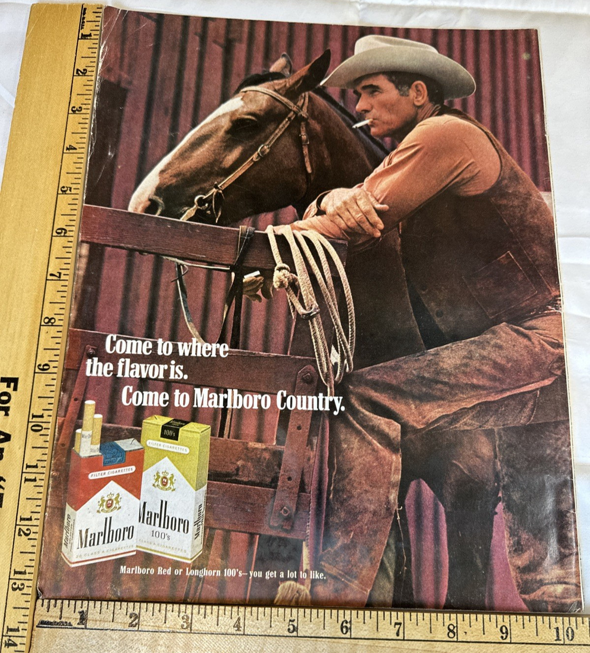 10x13in Marlboro Original Vintage Advertisement Cigarettes Cowboy Man Print Ad 10x13in Marlboro Original Vintage Advertisement Cigarettes Cowboy Man Print Ad