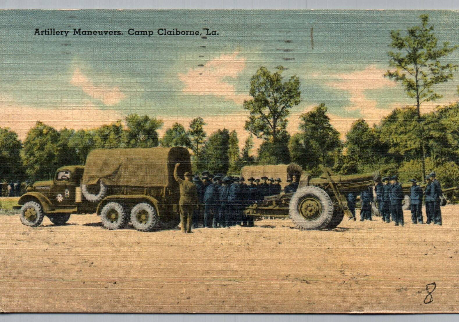 Camp Claiborne LA postcard Louisiana Artillery Maneuvers Vintage 1943 Posted