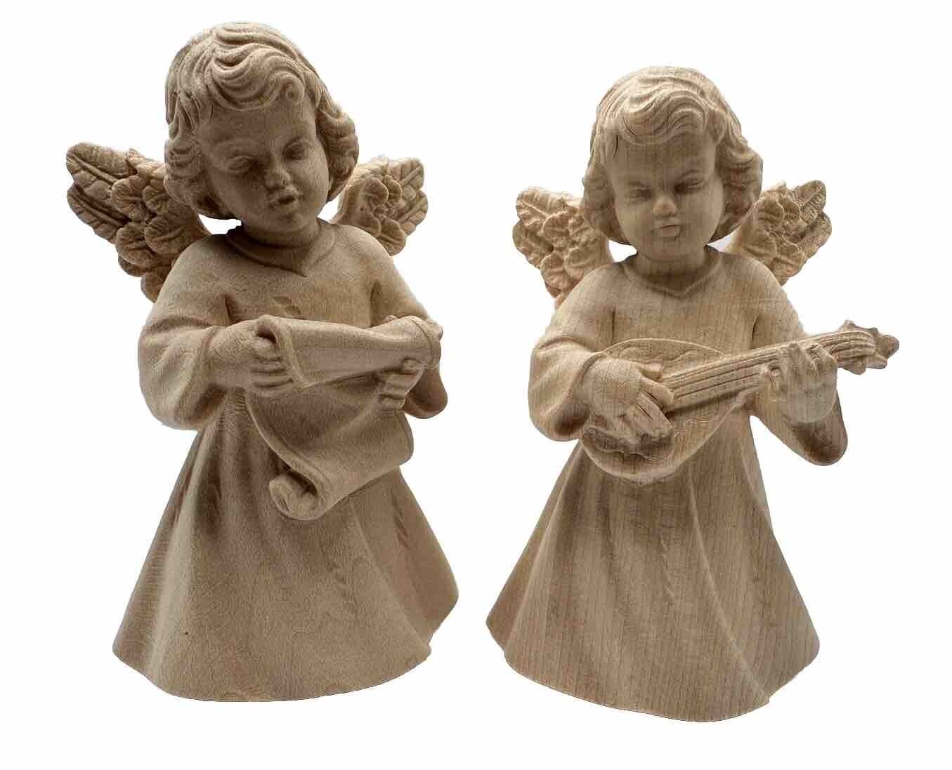 Hand Carved Wooden Angel Figurines Carved in Bethlehem Vintage Unique 