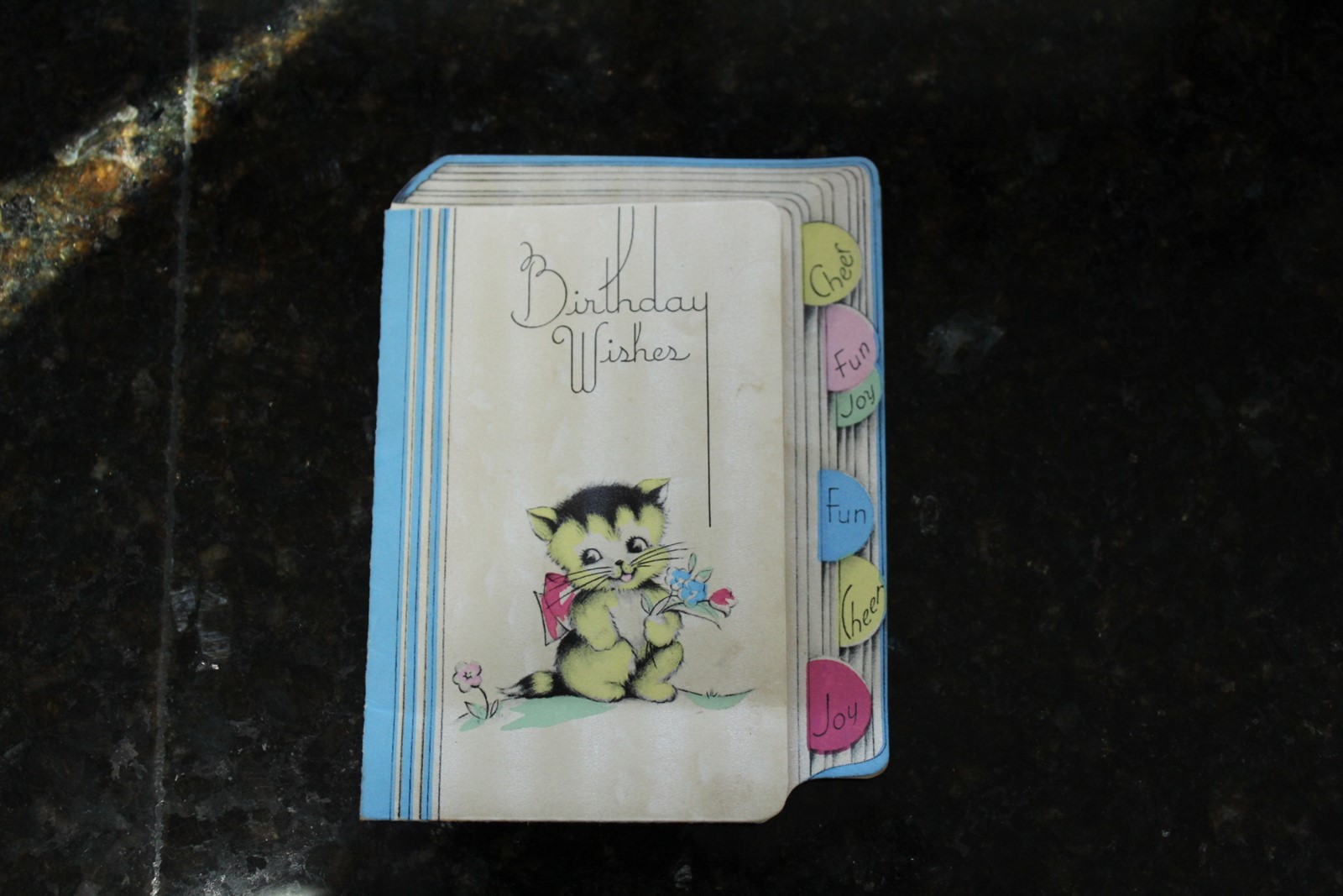 Vintage Greeting Card Birthday Die Cut Kitten 