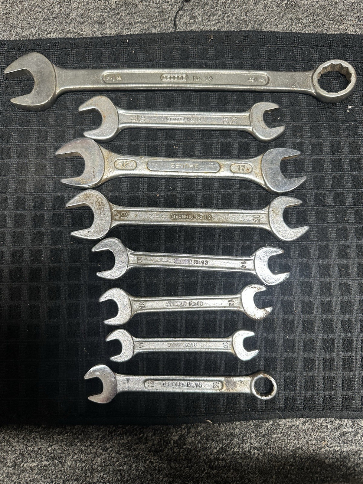 Vintage Gedore No 12 Wrench Lot Set Germany Metric Mixed Open End Ring Spanners Vintage Gedore No 12 Wrench Lot Set Germany Metric Mixed Open End Ring Spanners