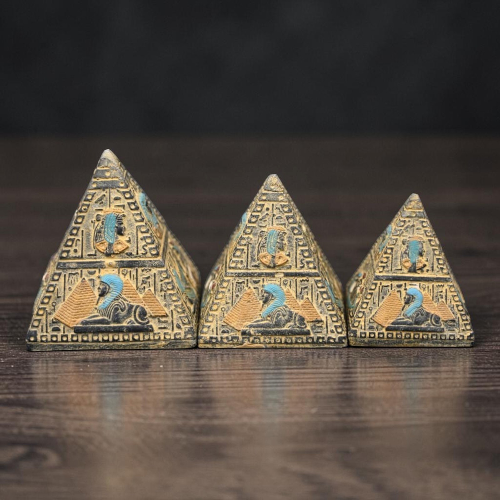 Rare Ancient Egyptian Antiquities Set of 3 Pyramids Unique Pharaonic Egyptian BC