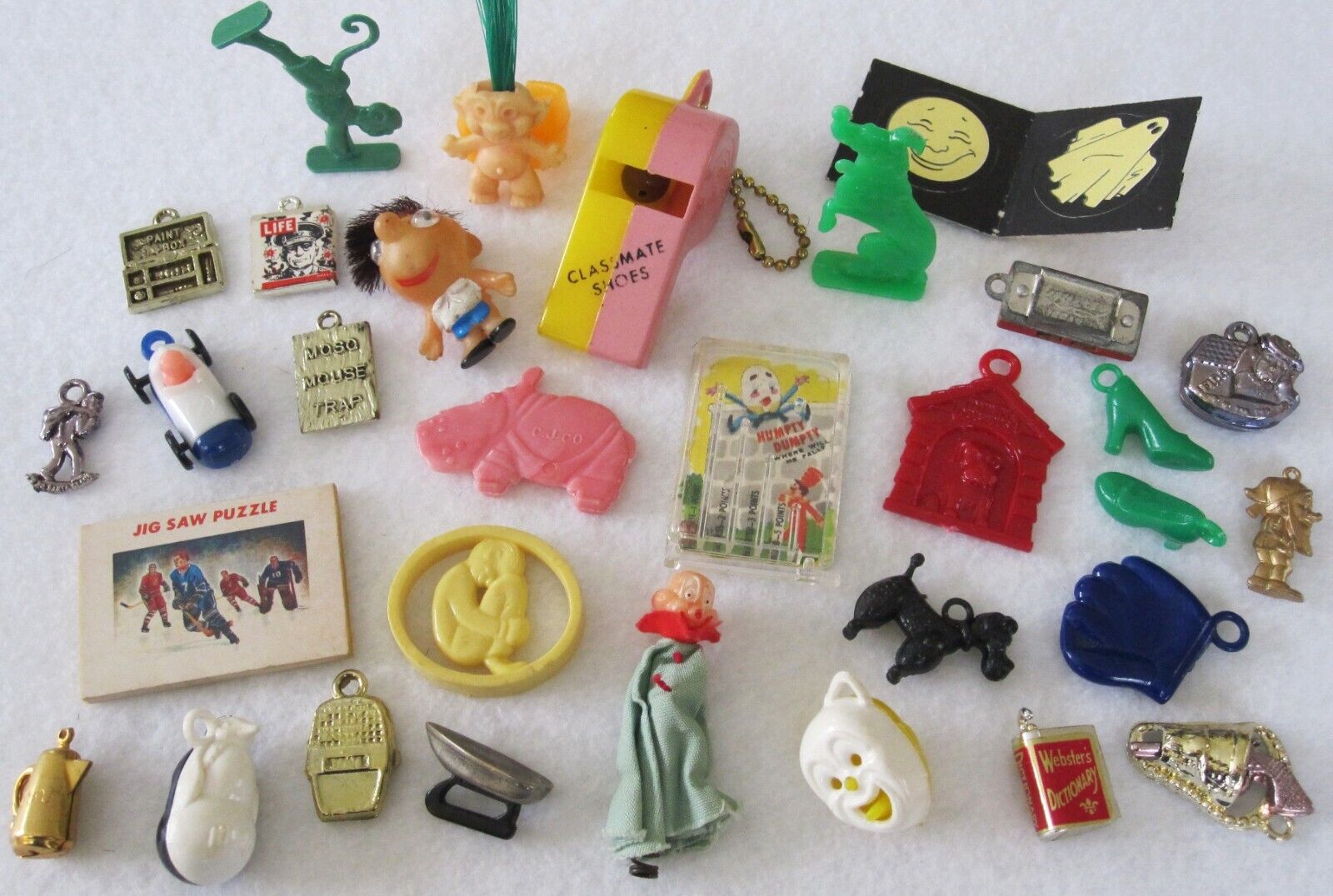 Vintage Lot of 31 Cracker Jack Gumball Charms Prizes Premiums 1960's