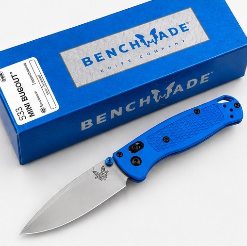 Benchmade 533 Mini Bugout Blue AXIS Lock Drop Point Plain Manual Pocketknife Benchmade 533 Mini Bugout Blue AXIS Lock Drop Point Plain Manual Pocketknife