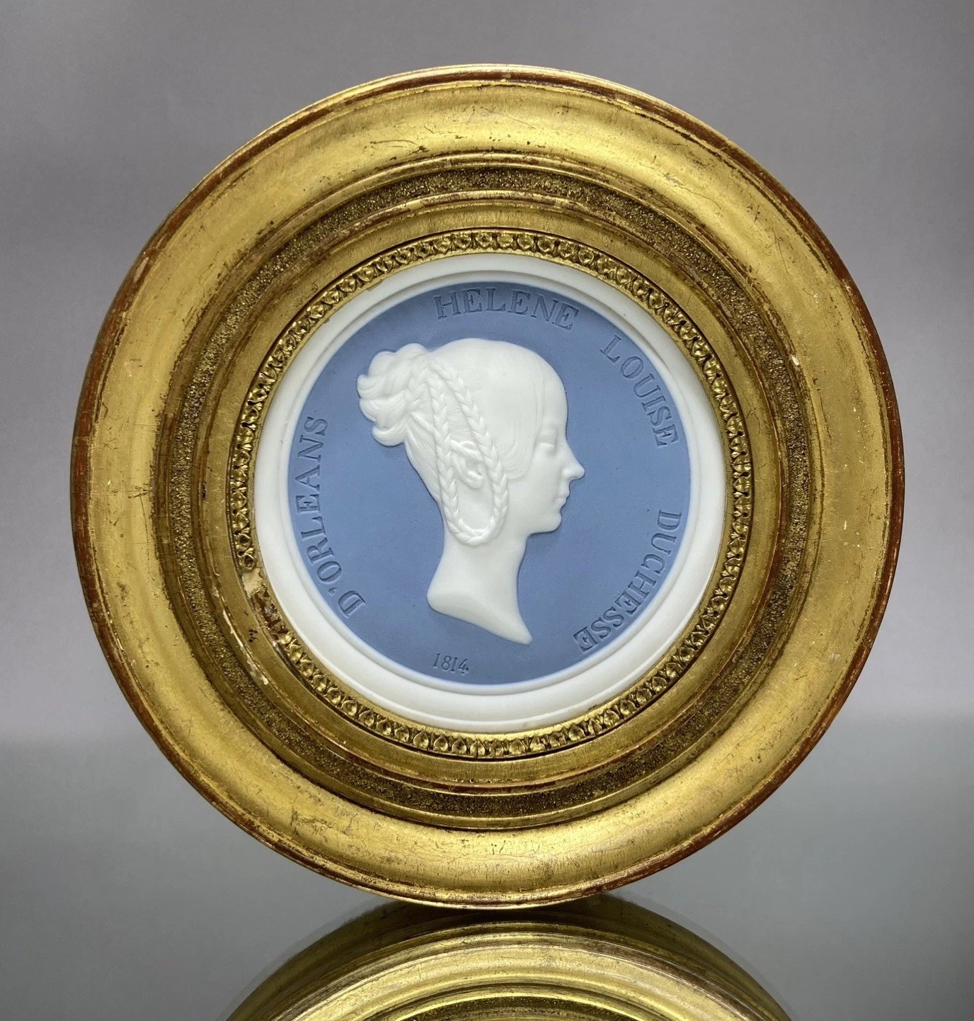 Rare Sevres Porcelain Medallion Hélène Duchess of Orléans Giltwood Frame c1840 