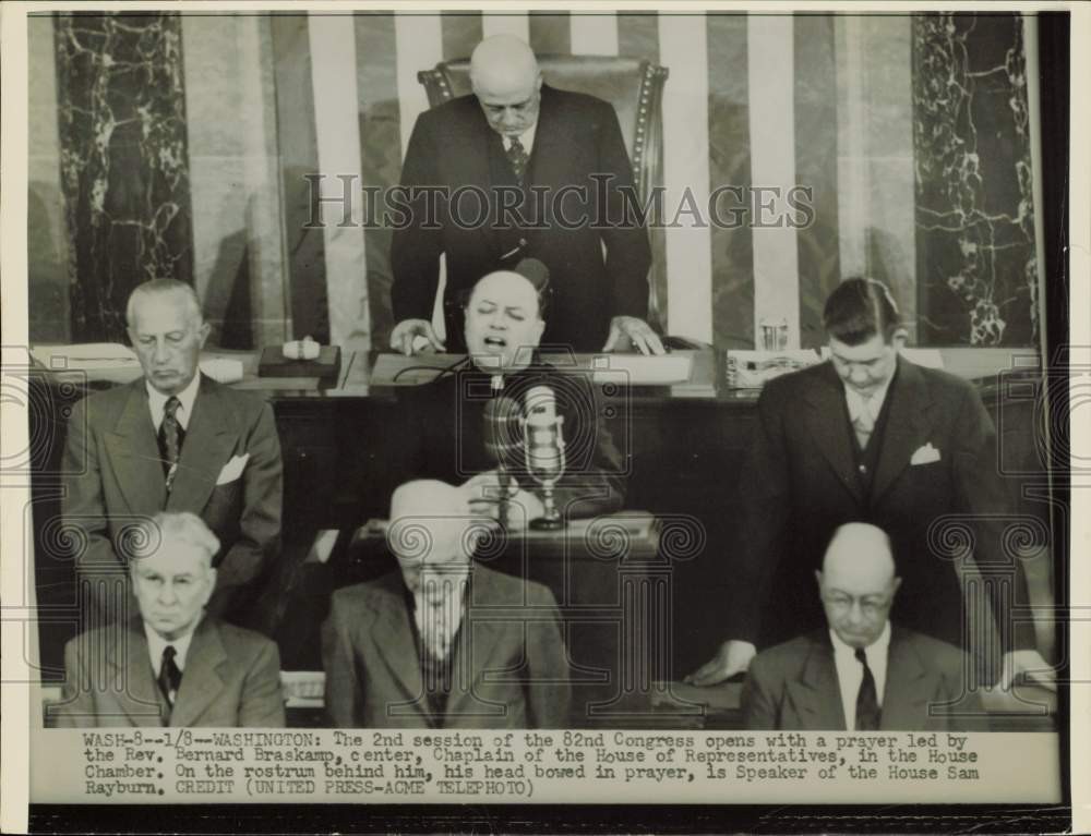 1952 Press Photo Rev. Bernard Braskamp opens 82nd Congress with prayer, D.C.