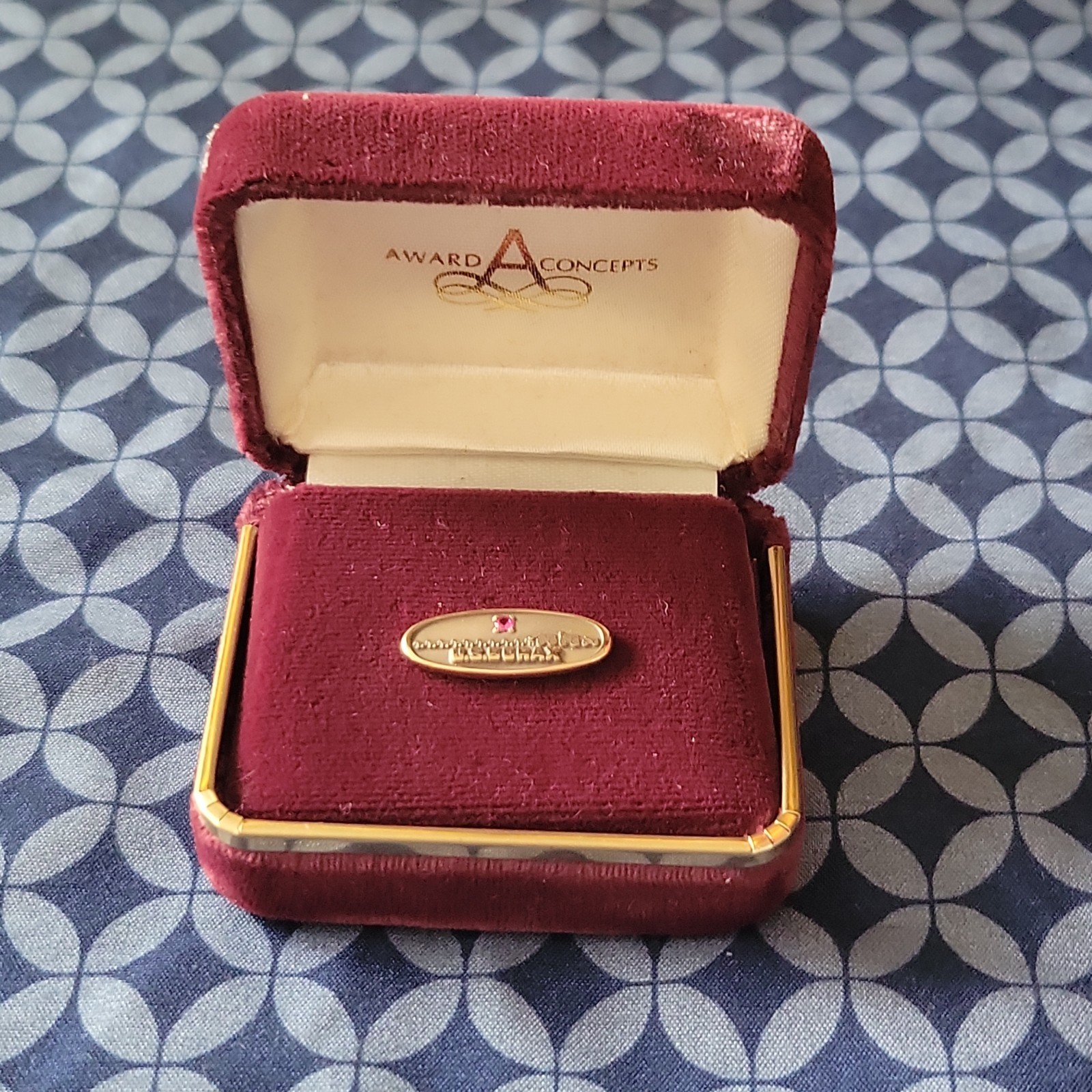 Vintage U.S. Borax Employee 10K Gold Service Pin Carl Art CA Ruby 20 Mule Team
