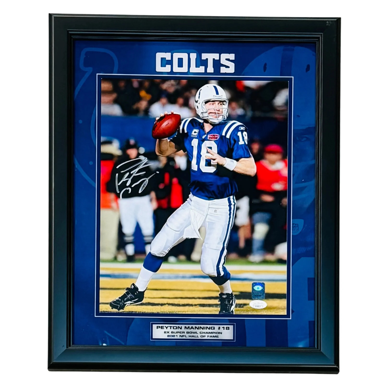 Peyton Manning Autographed Deluxe Framed Indianapolis Colts 11x14 Photo - JSA Peyton Manning Autographed Deluxe Framed Indianapolis Colts 11x14 Photo - JSA