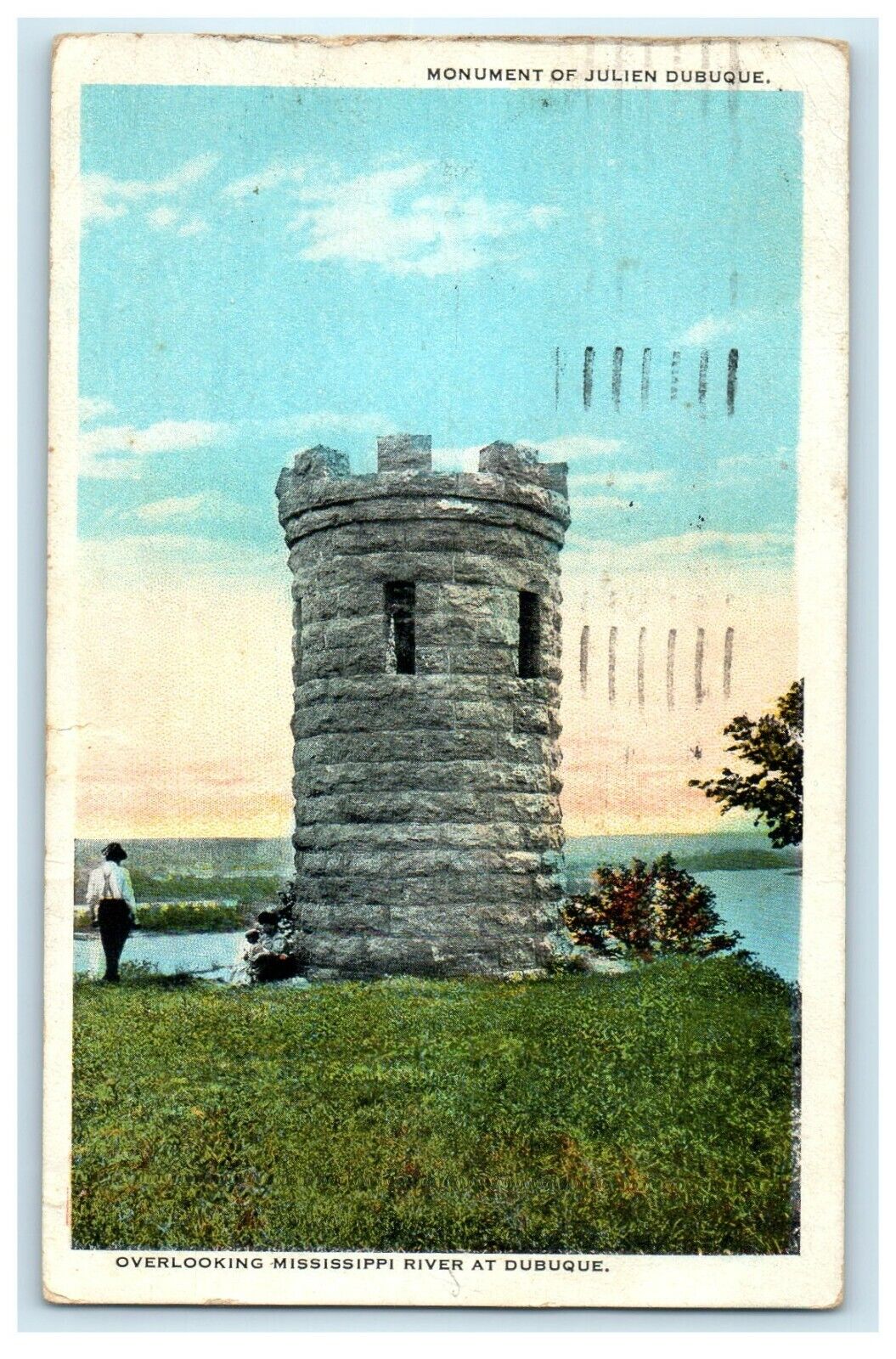 1924 View Of Monument Of Julien Dubuque Iowa IA Posted Vintage Postcard
