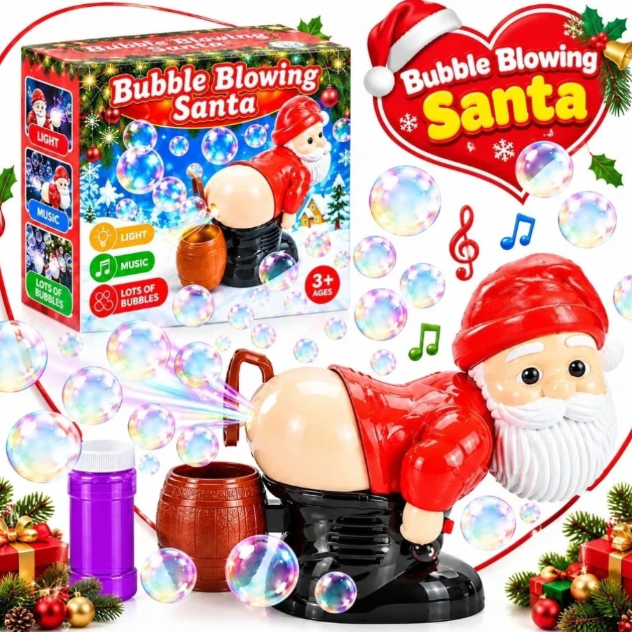 Santa Claus Christmas Bubble Machine Toy with Music & Lights Funny Xmas Gift Santa Claus Christmas Bubble Machine Toy with Music & Lights Funny Xmas Gift