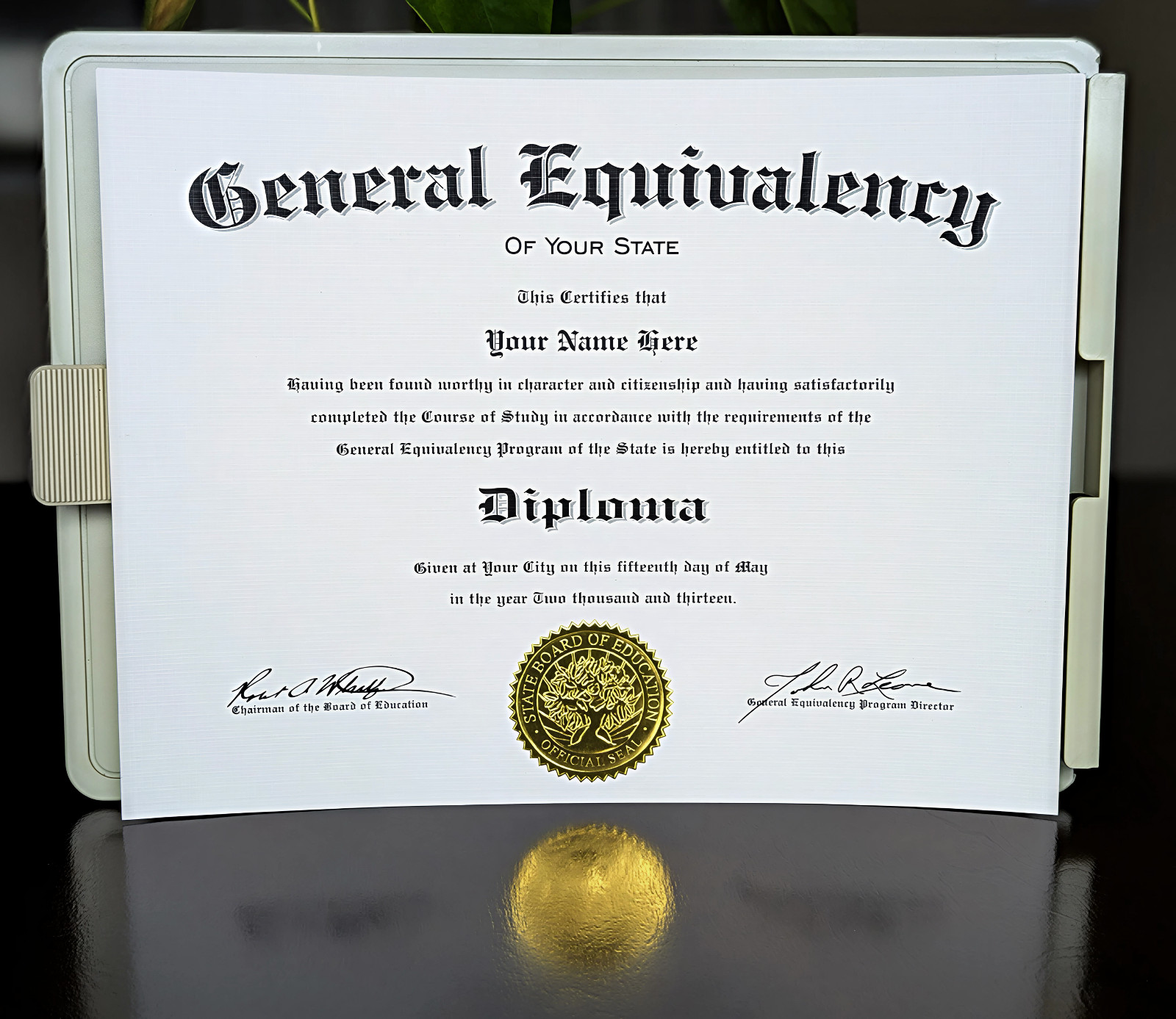 Personalized GED Diploma with Raised Gold Foil Seal