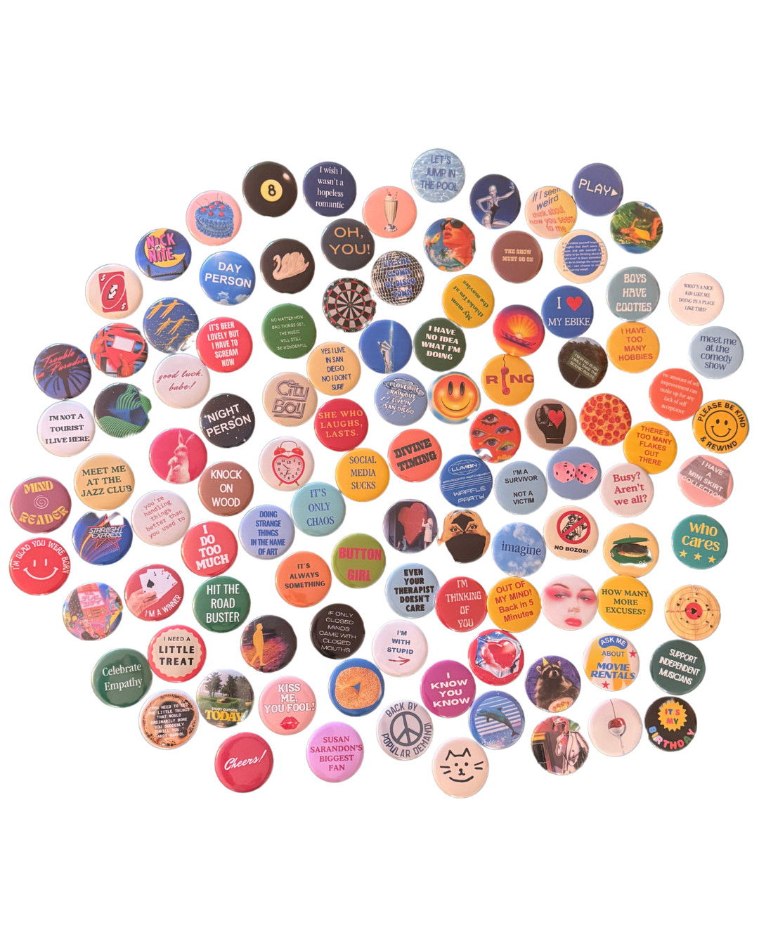 Vintage Art Buttons, Handmade Pins (2.25 inch) Vintage Art Buttons, Handmade Pins (2.25 inch)