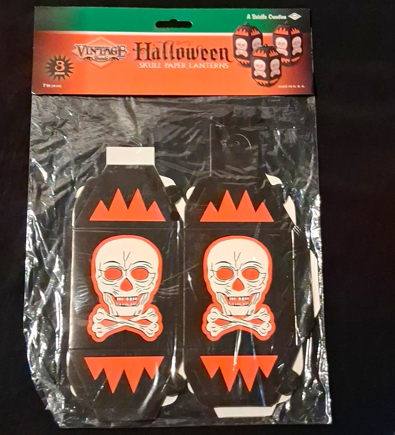 Beistle Halloween Skull Paper Lanterns 3-Piece Set 7 in Black/Orange/White 00437 Beistle Halloween Skull Paper Lanterns 3-Piece Set 7 in Black/Orange/White 00437