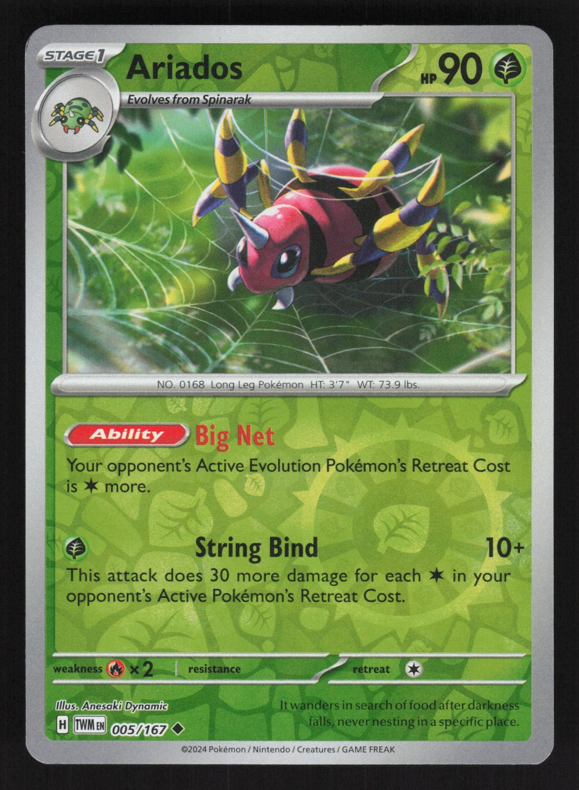 English NM Ariados 005/167 TWM Reverse Holofoil Pokemon Twilight Masquerade English NM Ariados 005/167 TWM Reverse Holofoil Pokemon Twilight Masquerade