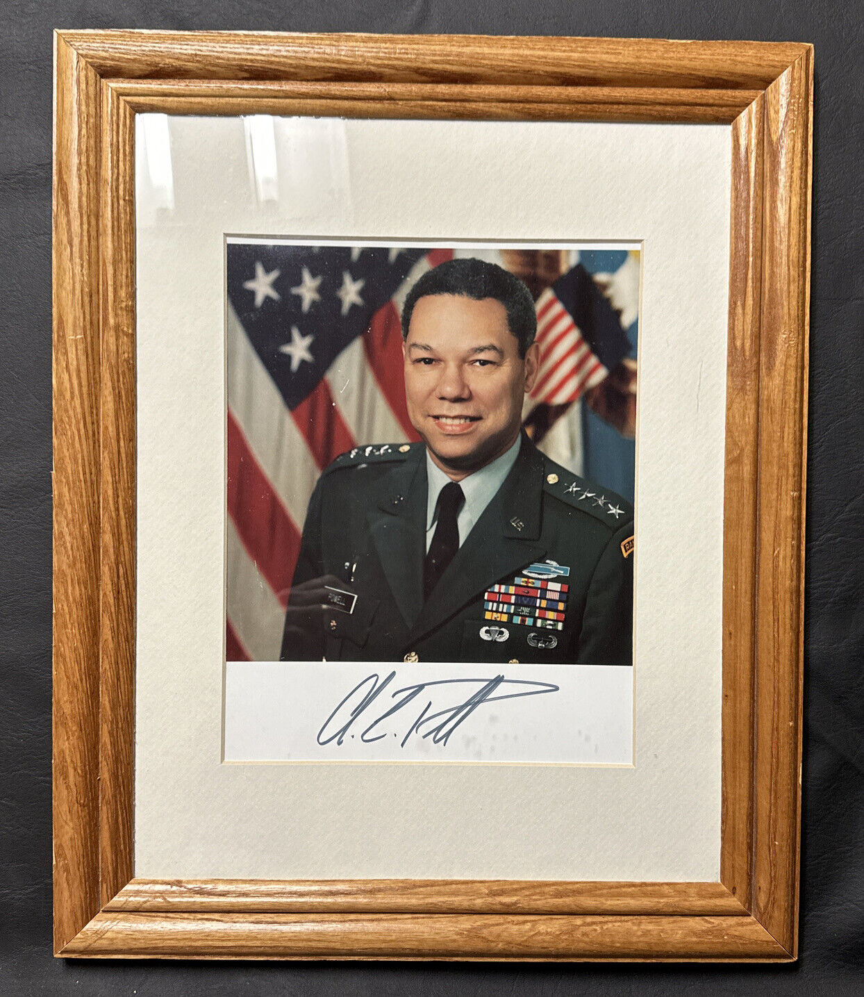 General Colin Powell Autographed 8X10 Matted & Framed Photograph (Near Mint)