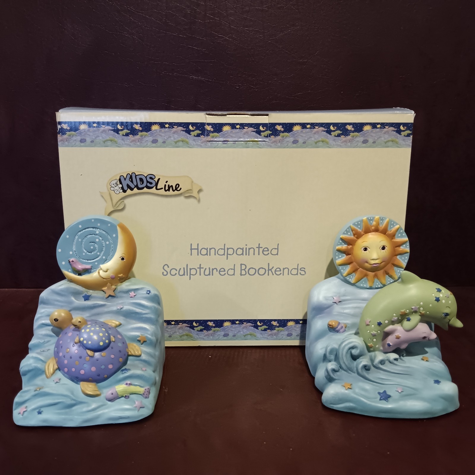 VTG 2001 KIDSLINE Viv Eisner 'Del Mar' Celestial/Sea Life Themed Resin Bookends VTG 2001 KIDSLINE Viv Eisner 'Del Mar' Celestial/Sea Life Themed Resin Bookends