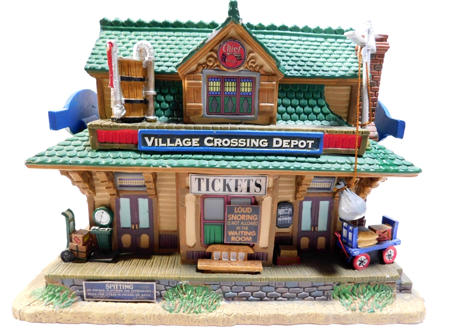 2009 Lemax Christmas Ceramic Village Crossing Depot Miniature 95831 (NO BOX)