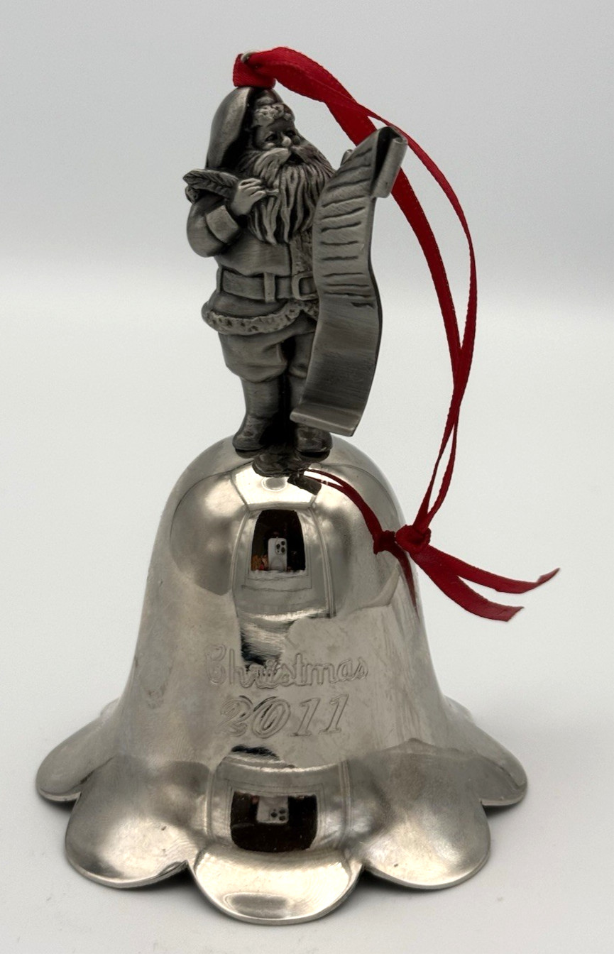 Wallace 2011 Annual Santa Bell Ornament Pewter Santa